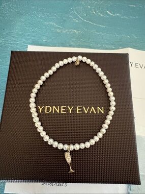 Brand new Sydney Evan, 14ktdiamond champagne glass and pearl bracelet